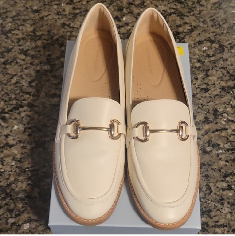 ANTONIO MELANI Cream Leather Loafers